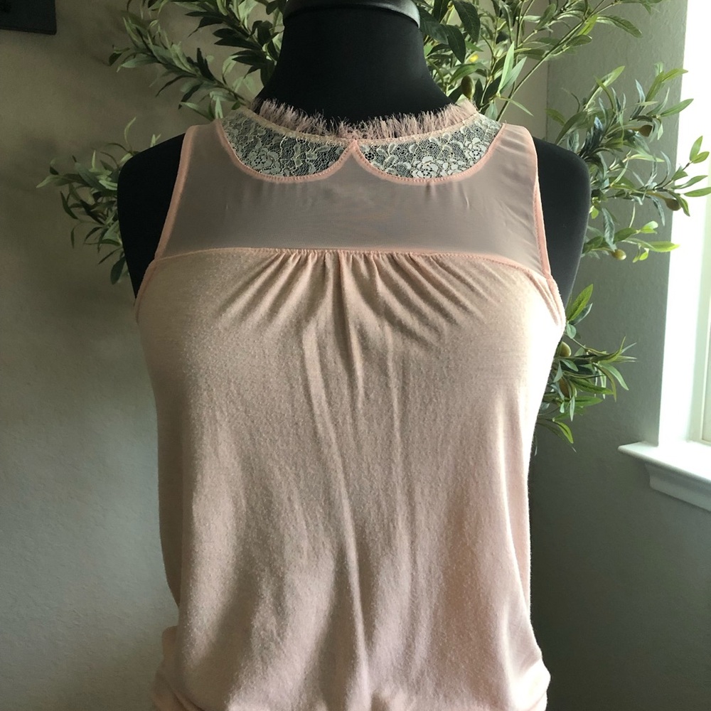 Pink Sleeveless Lace Top